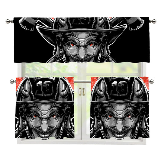 Firefighter Devil Print 3 Piece Kitchen Curtains