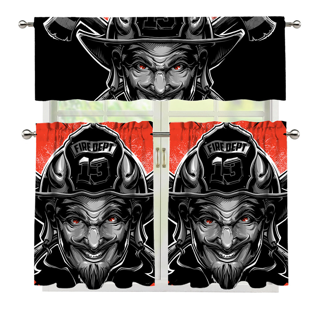 Firefighter Devil Print 3 Piece Kitchen Curtains