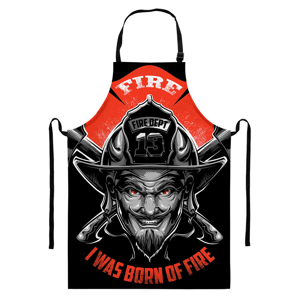 Firefighter Devil Print Bib Apron With Pocket