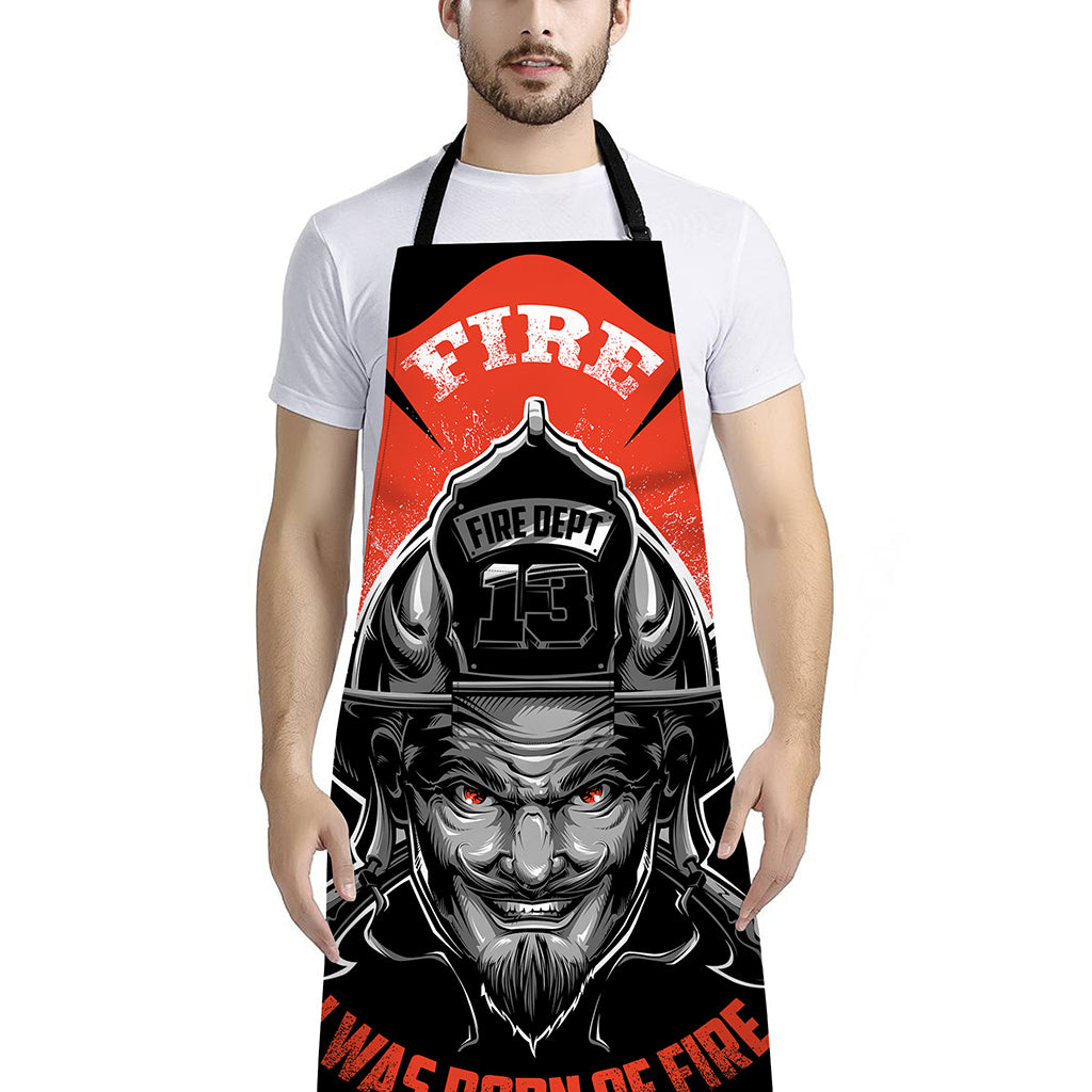 Firefighter Devil Print Bib Apron With Pocket