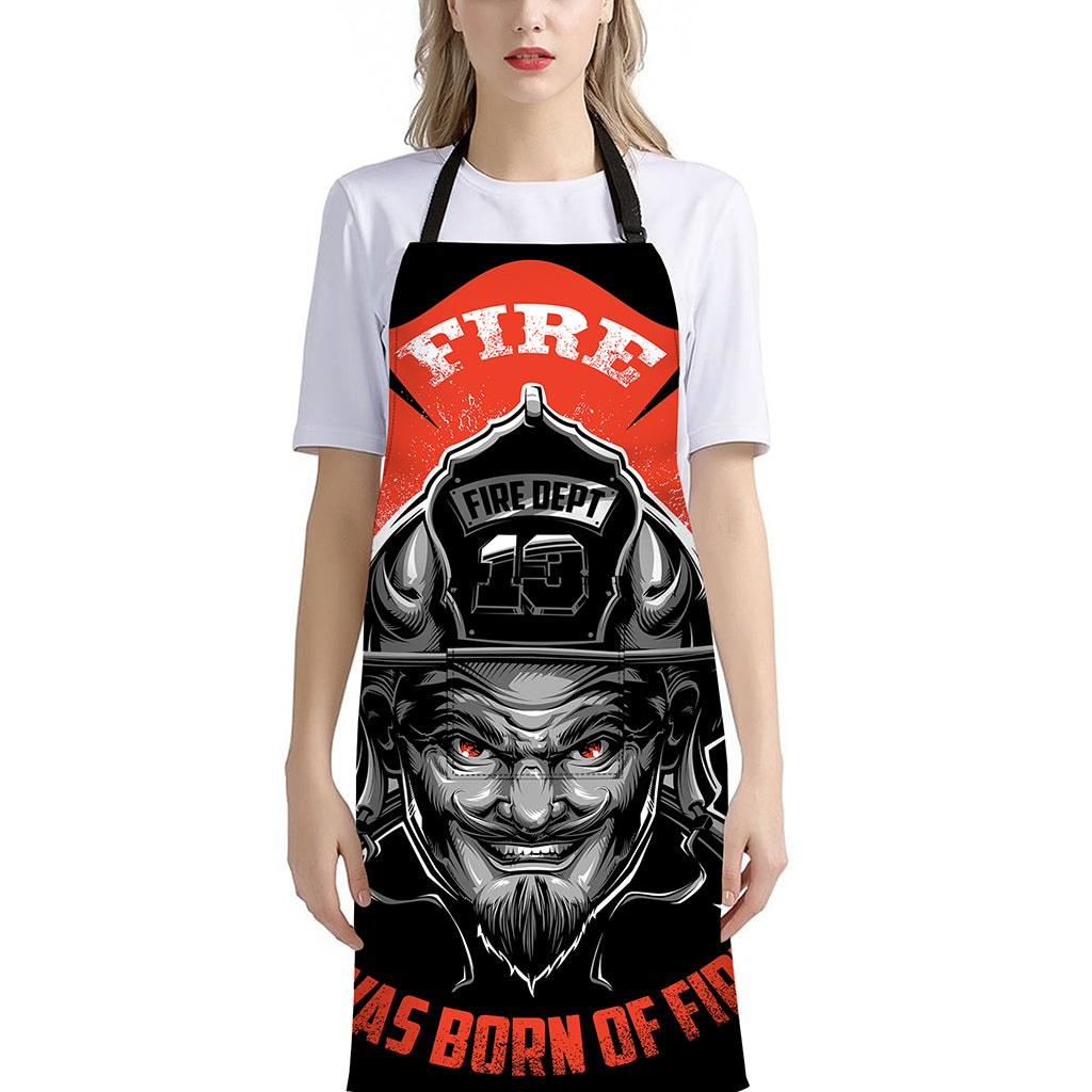 Firefighter Devil Print Bib Apron With Pocket