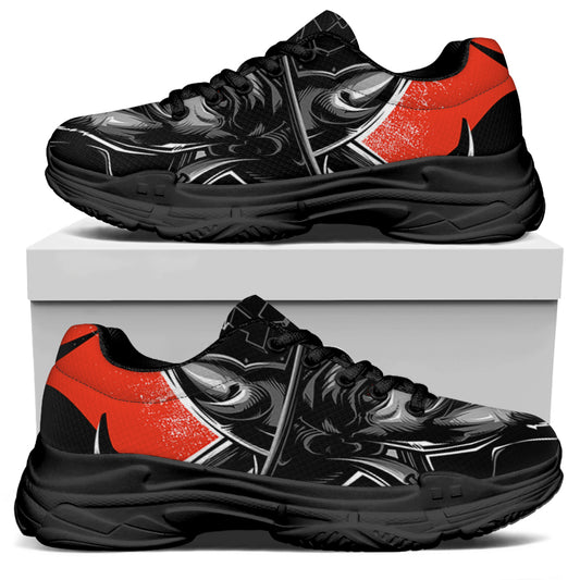Firefighter Devil Print Black Chunky Shoes