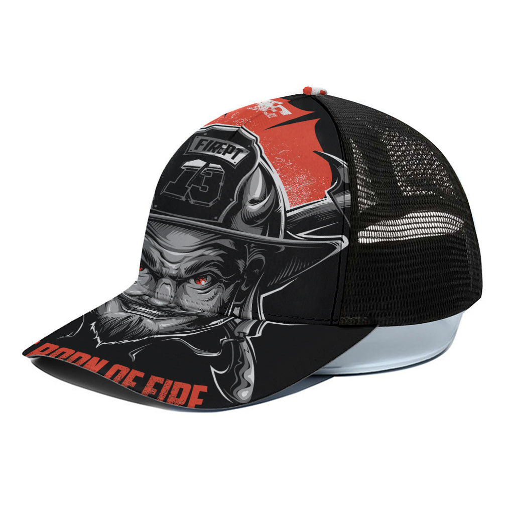 Firefighter Devil Print Black Mesh Trucker Cap