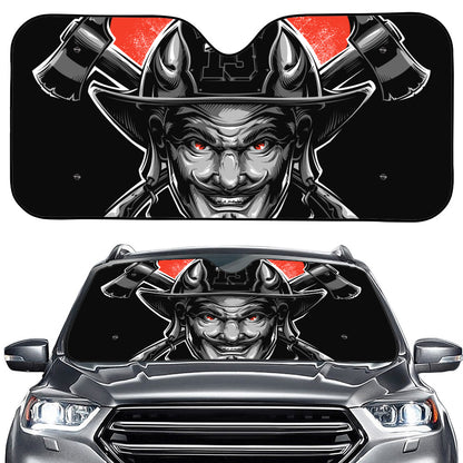Firefighter Devil Print Car Windshield Sun Shade
