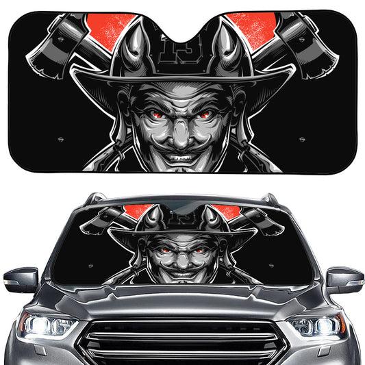 Firefighter Devil Print Car Windshield Sun Shade
