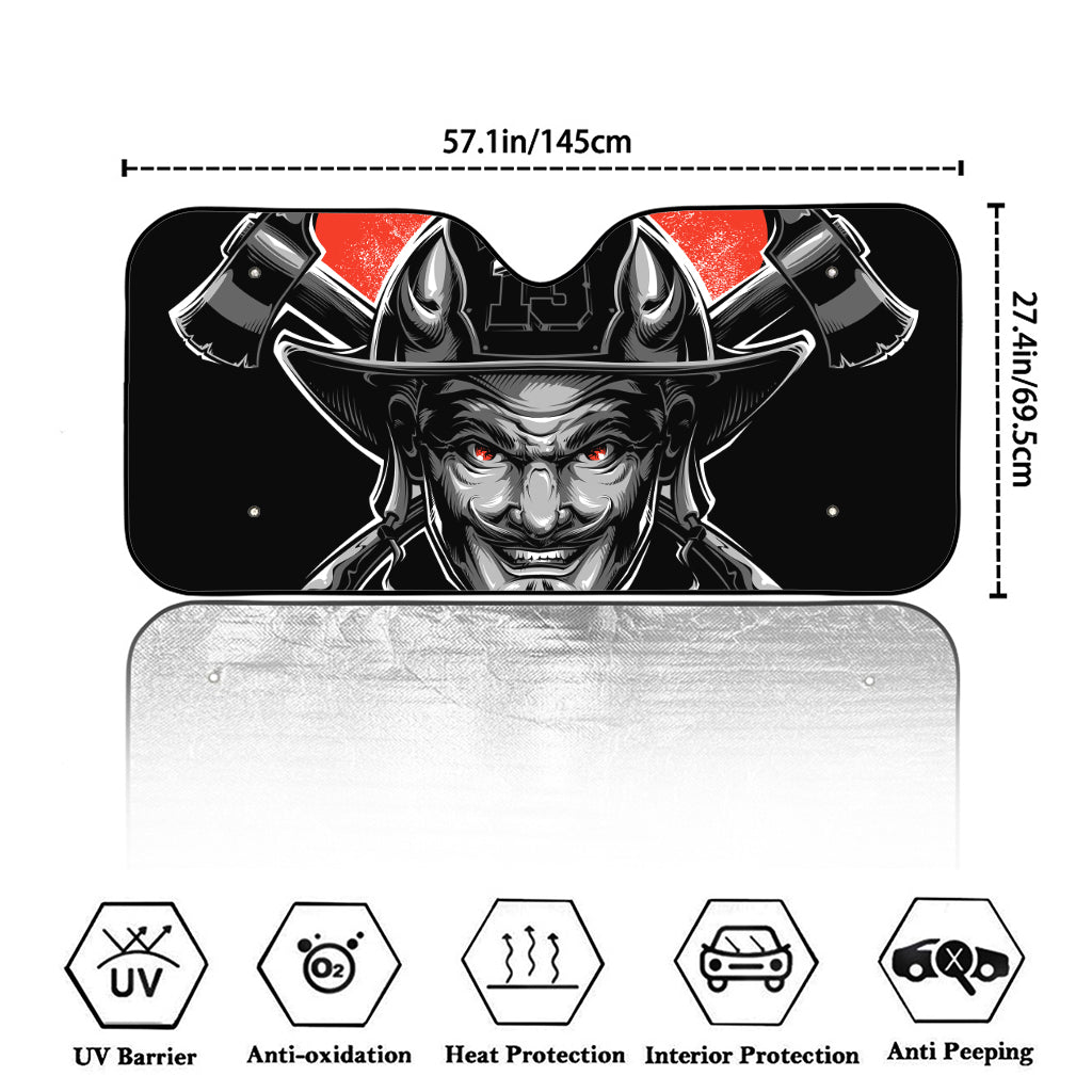 Firefighter Devil Print Car Windshield Sun Shade