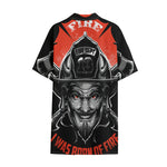Firefighter Devil Print Cotton Hawaiian Shirt