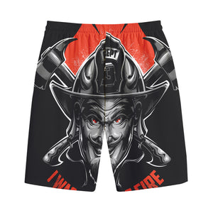 Firefighter Devil Print Cotton Shorts