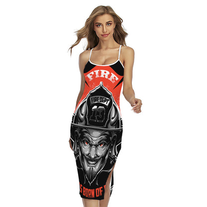 Firefighter Devil Print Cross Back Cami Dress