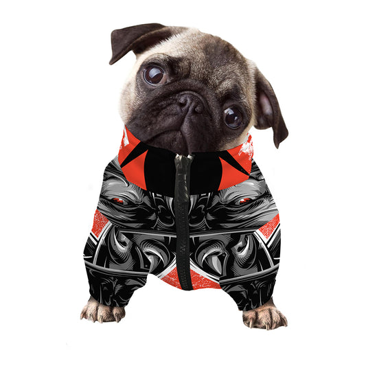 Firefighter Devil Print Dog Zip Up Jacket