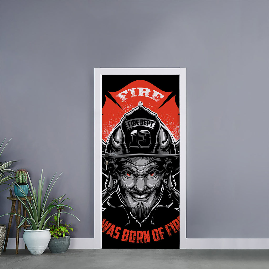 Firefighter Devil Print Door Sticker