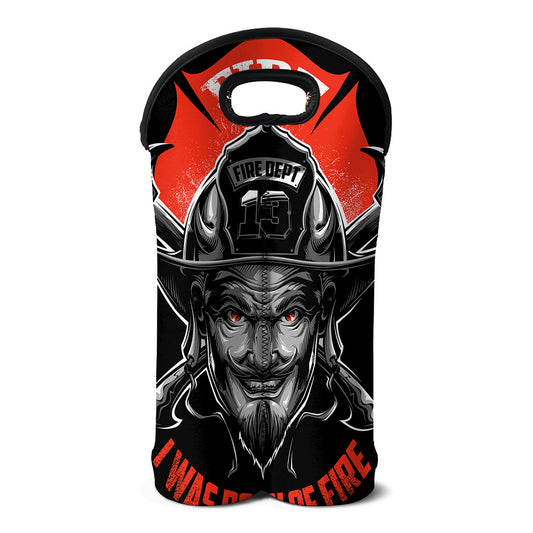 Firefighter Devil Print Double Neoprene Wine Tote