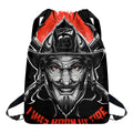 Firefighter Devil Print Drawstring Backpack