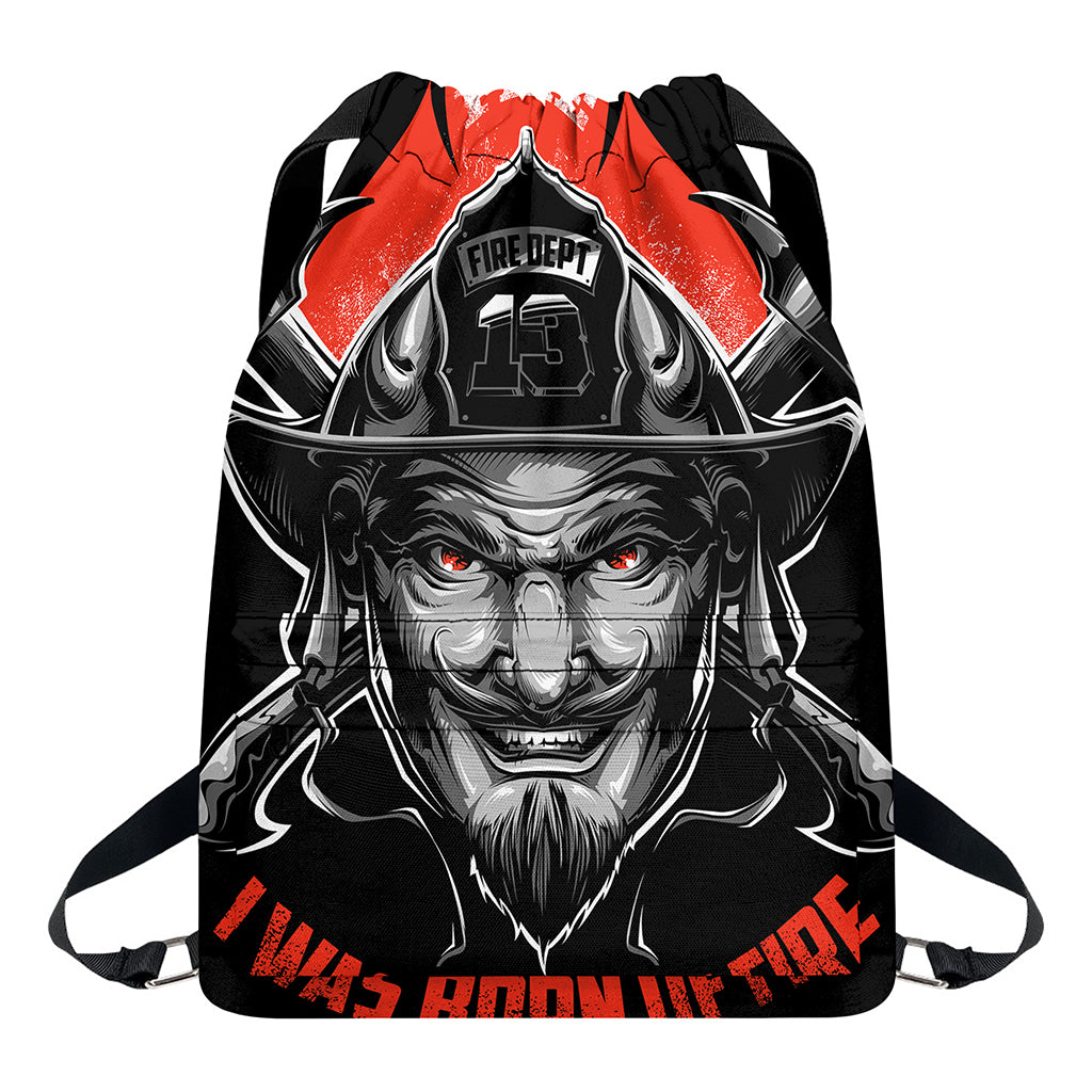 Firefighter Devil Print Drawstring Backpack