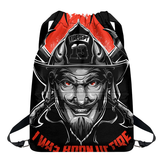 Firefighter Devil Print Drawstring Backpack