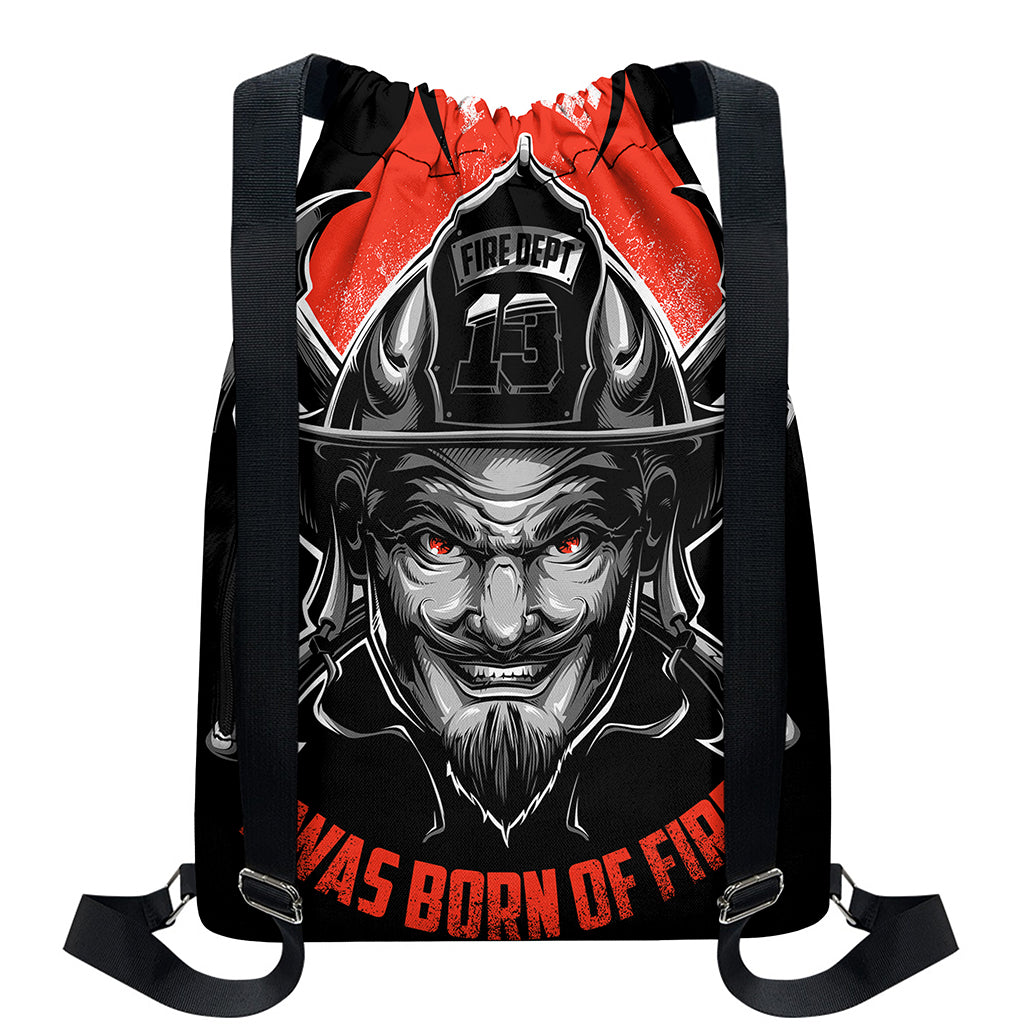 Firefighter Devil Print Drawstring Backpack