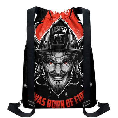 Firefighter Devil Print Drawstring Backpack