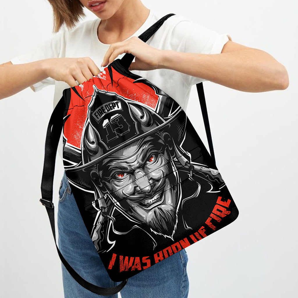 Firefighter Devil Print Drawstring Backpack