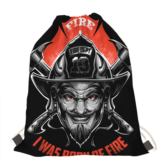 Firefighter Devil Print Drawstring Bag