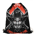 Firefighter Devil Print Drawstring Bag