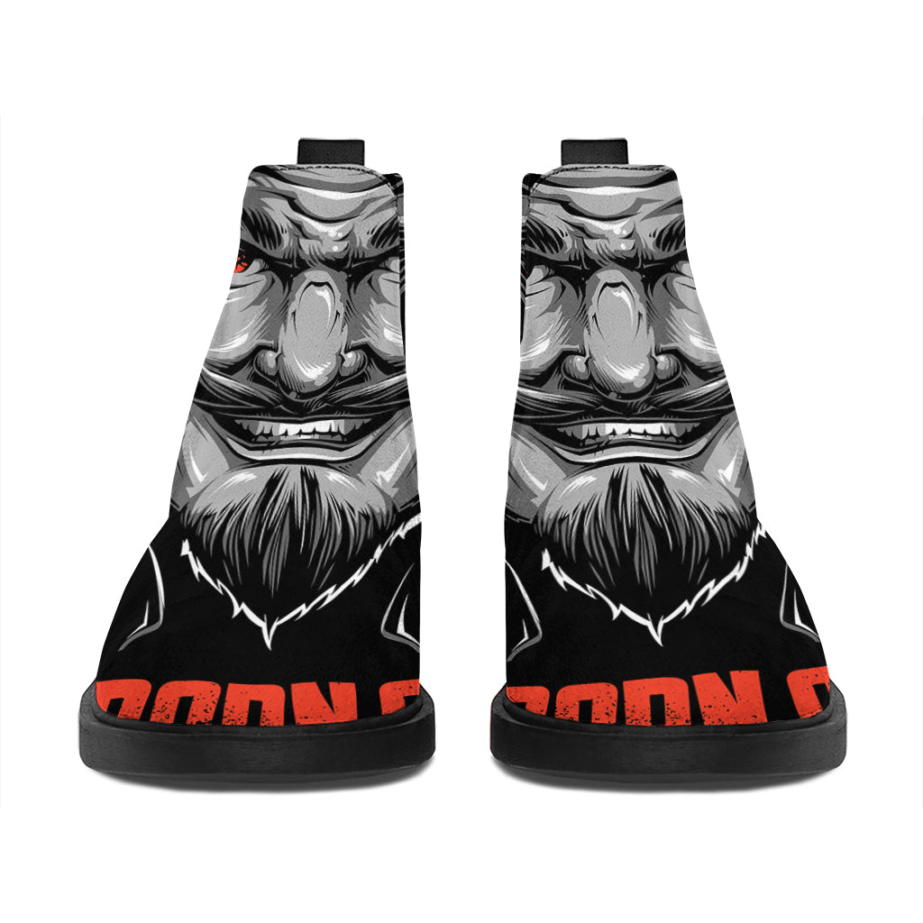 Firefighter Devil Print Flat Ankle Boots