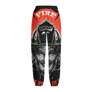 Firefighter Devil Print Fleece Lined Knit Pants