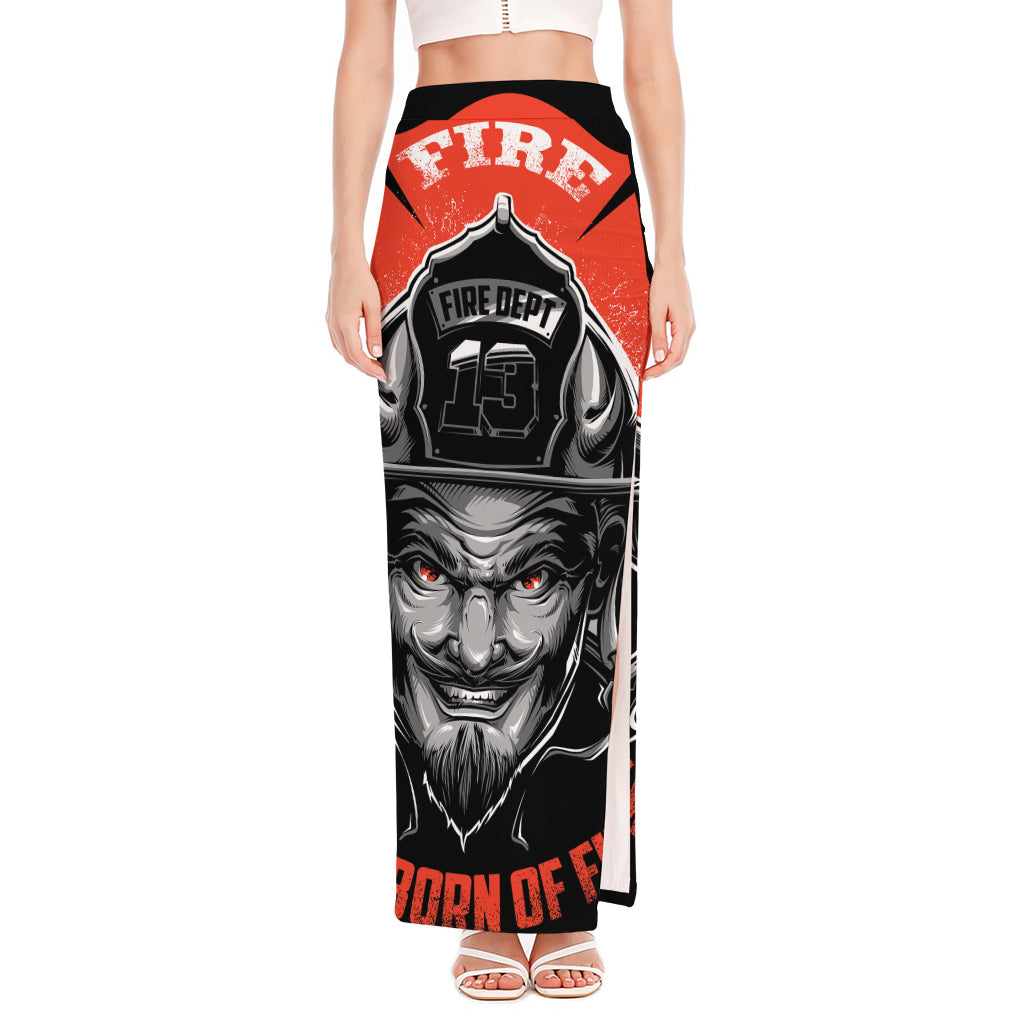 Firefighter Devil Print High Slit Maxi Skirt