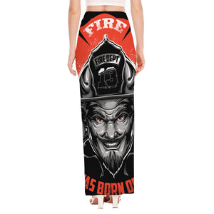 Firefighter Devil Print High Slit Maxi Skirt