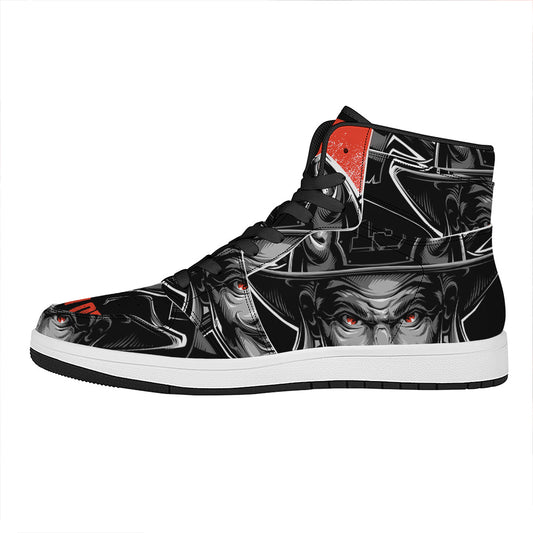 Firefighter Devil Print High Top Leather Sneakers