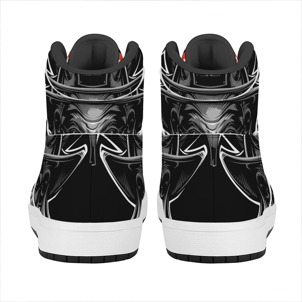 Firefighter Devil Print High Top Leather Sneakers