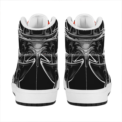 Firefighter Devil Print High Top Leather Sneakers