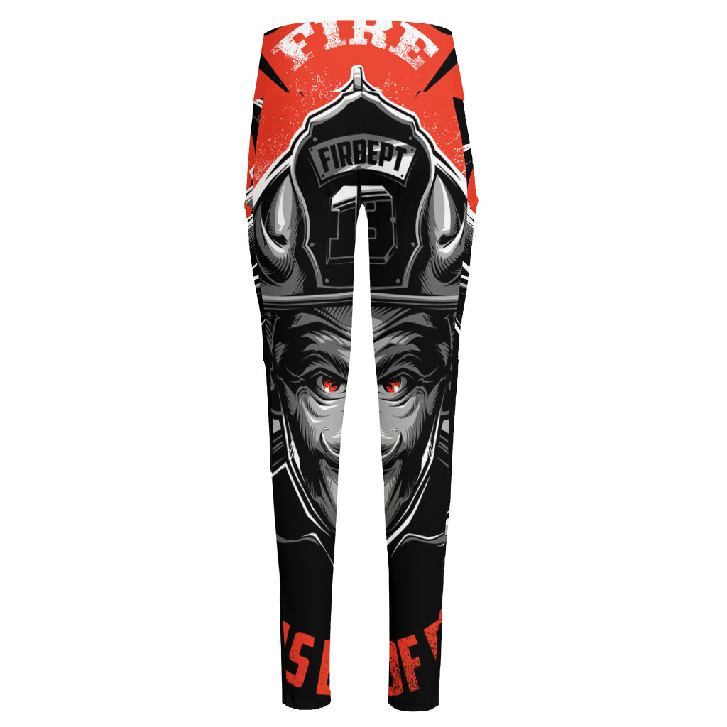 Firefighter Devil Print High-Waisted Pocket Leggings
