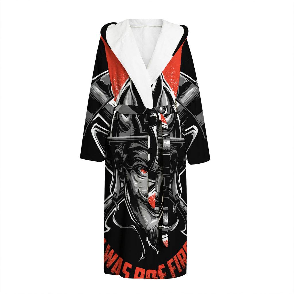 Firefighter Devil Print Hooded Bathrobe