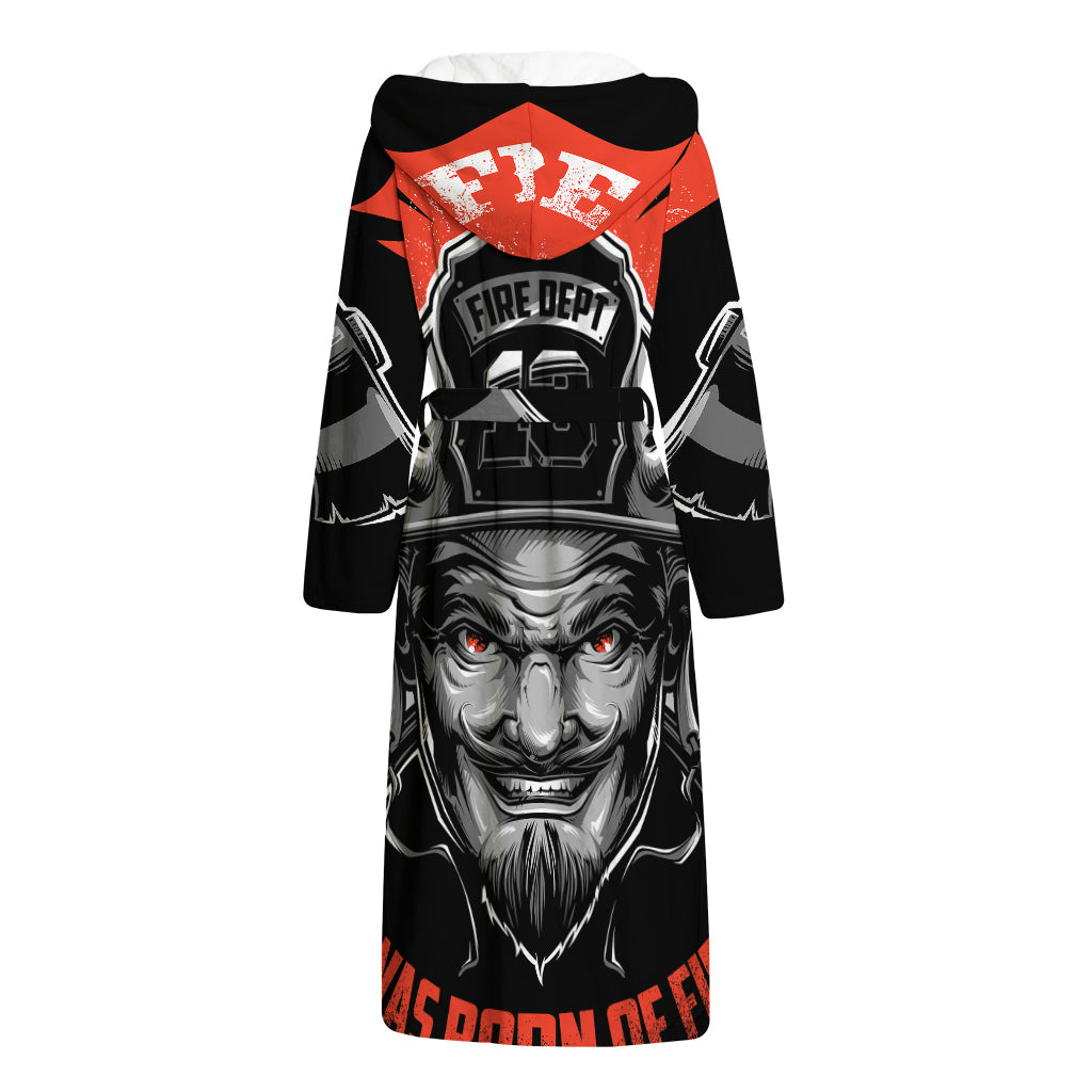 Firefighter Devil Print Hooded Bathrobe