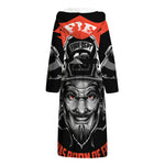 Firefighter Devil Print Hooded Bathrobe