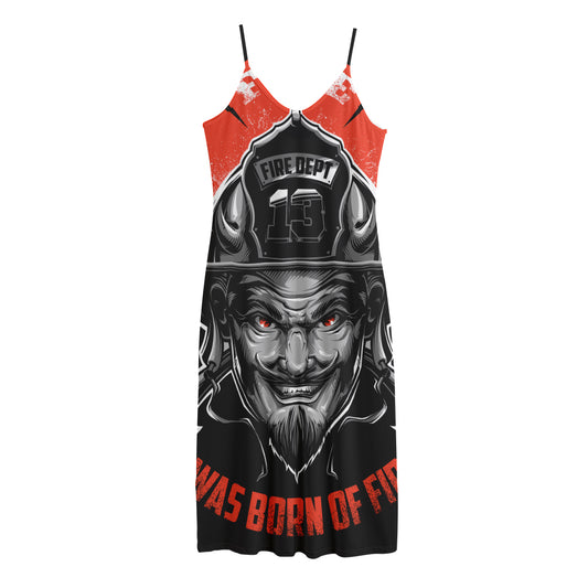 Firefighter Devil Print Jersey Midi Cami Dress
