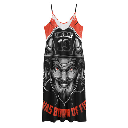 Firefighter Devil Print Jersey Midi Cami Dress