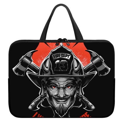 Firefighter Devil Print Laptop Sleeve With Handle