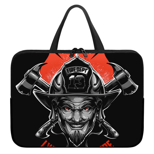 Firefighter Devil Print Laptop Sleeve With Handle