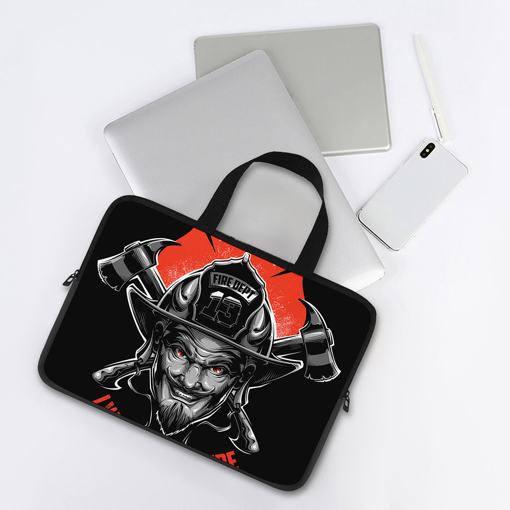 Firefighter Devil Print Laptop Sleeve With Handle