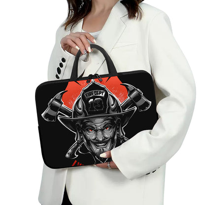Firefighter Devil Print Laptop Sleeve With Handle