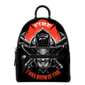 Firefighter Devil Print Leather Backpack