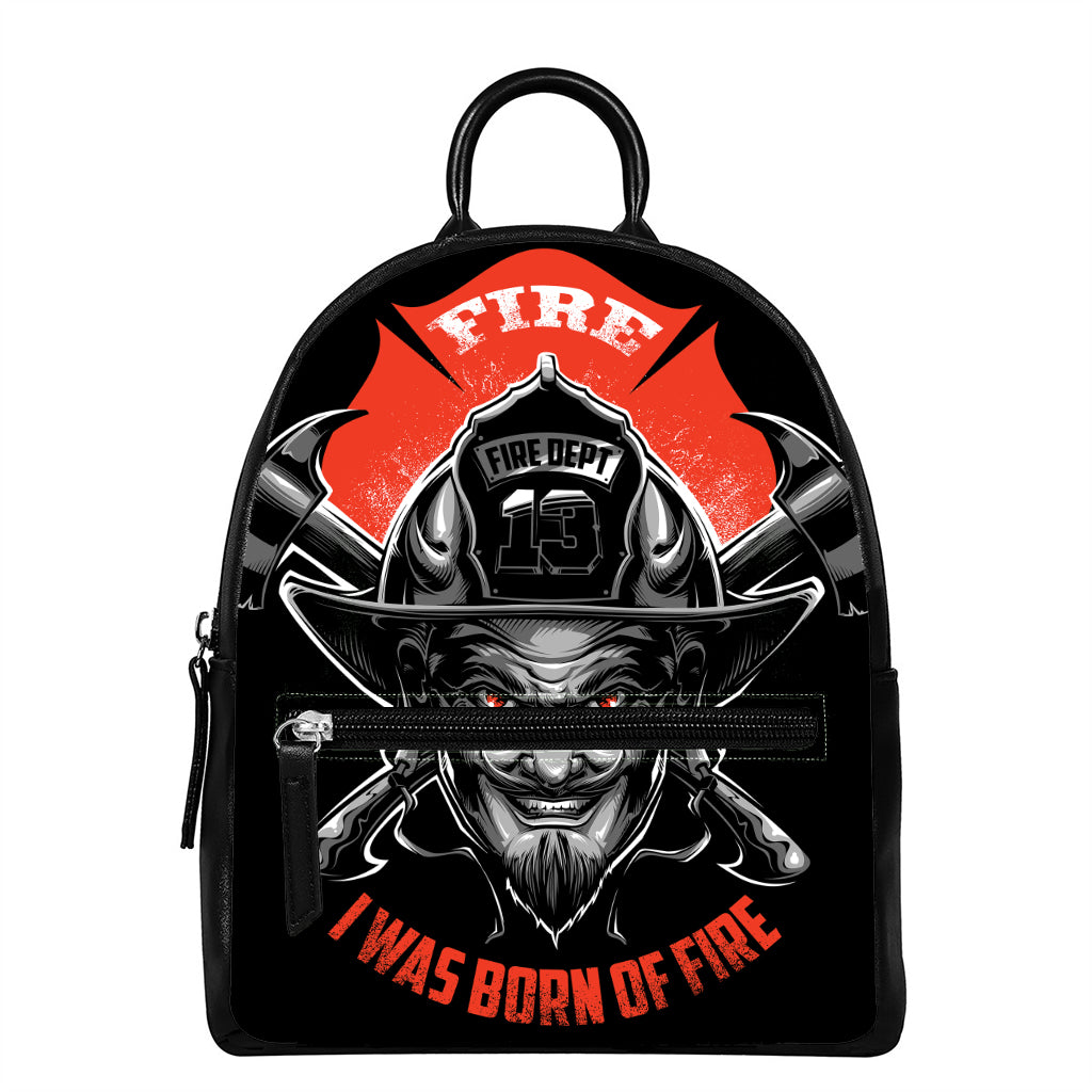 Firefighter Devil Print Leather Backpack