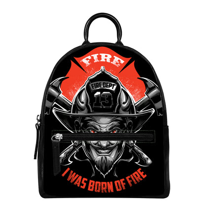 Firefighter Devil Print Leather Backpack