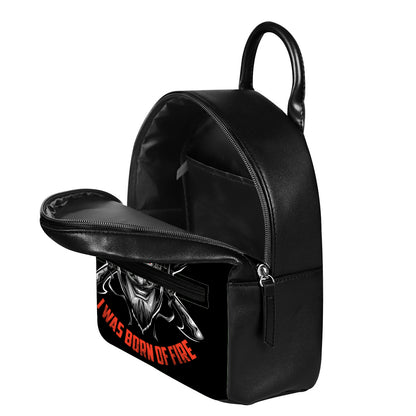 Firefighter Devil Print Leather Backpack