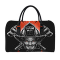 Firefighter Devil Print Leather Duffel Bag