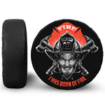 Firefighter Devil Print Leather Spare Tire Cover