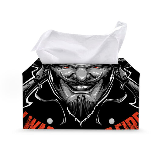 Firefighter Devil Print Leather Tissue Box Cover