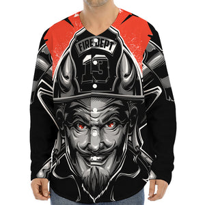 Firefighter Devil Print Long Sleeve Baseball Jersey