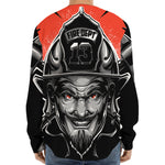 Firefighter Devil Print Long Sleeve Baseball Jersey